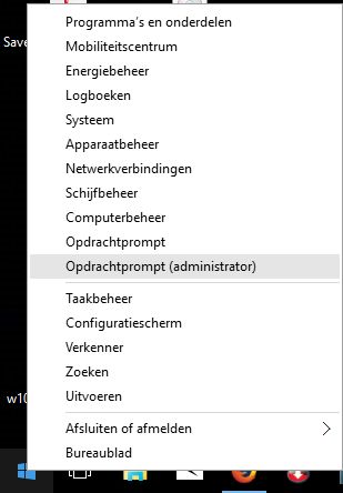 Voorbeeld Rechts klik op Start